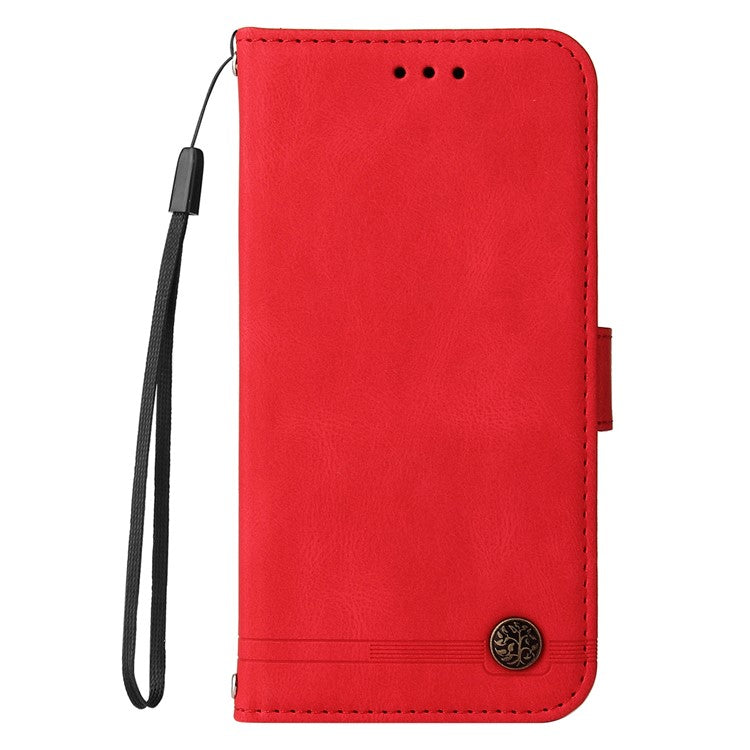 For vivo V50 5G Case Wallet Skin Touch Leather Phone Cover Tree Pattern Hardware - Red