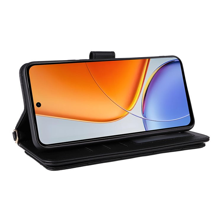 For vivo Y39 5G  /  Y300i 5G Case with Shoulder Strap Wallet Leather Phone Cover - Black