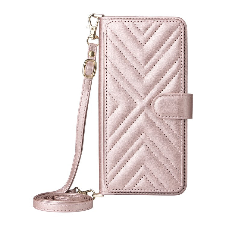 For vivo Y39 5G  /  Y300i 5G Case with Shoulder Strap Wallet Leather Phone Cover - Pink