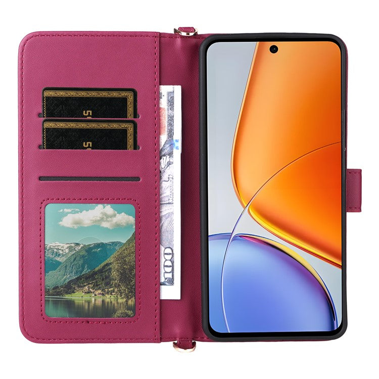 For vivo Y39 5G  /  Y300i 5G Case with Shoulder Strap Wallet Leather Phone Cover - Rose