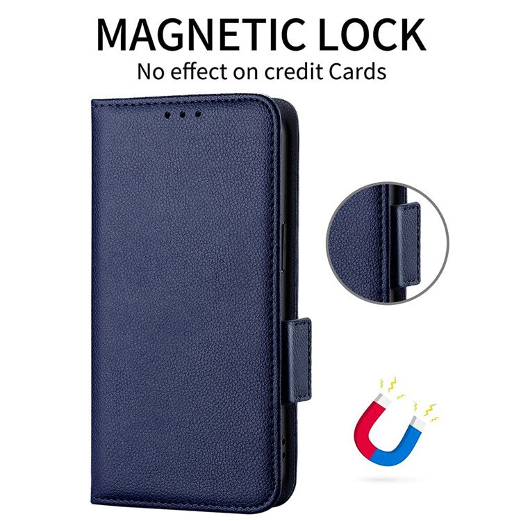 For vivo Y39 5G / Y300i 5G Case Wallet Flip Litchi Texture PU Leather Phone Cover - Dark Blue