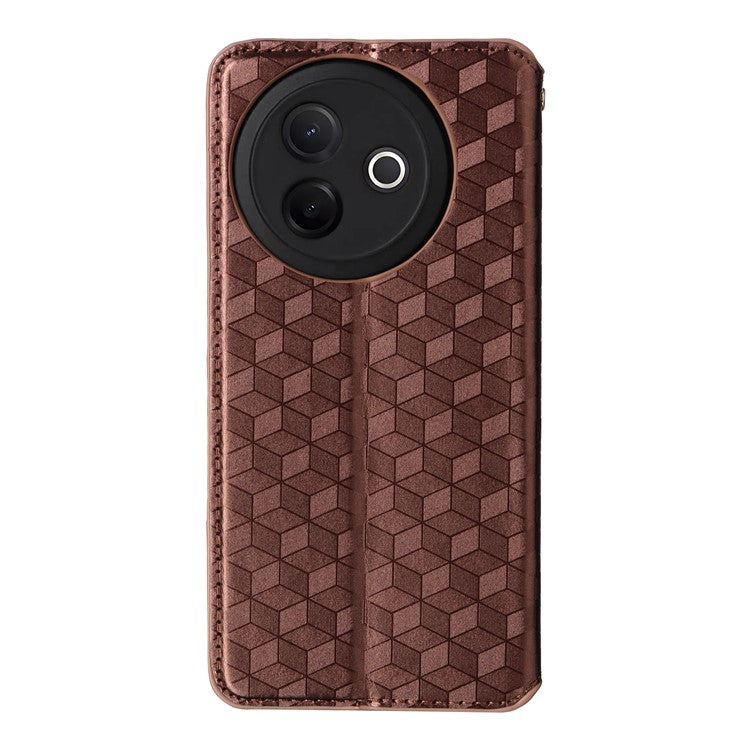 For vivo Y39 5G / Y300i 5G Case Wallet Rhombus Imprinted Leather Phone Cover - Brown