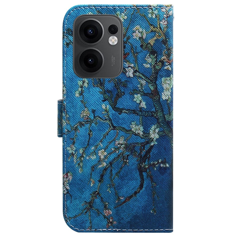 For Oppo Reno13 F 5G Wallet Case Pattern Print Leather Phone Cover - Apricot Flowers