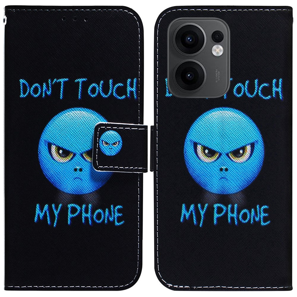 For Oppo Reno13 F 5G Wallet Case Pattern Print Leather Phone Cover - Don't Touch My Phone