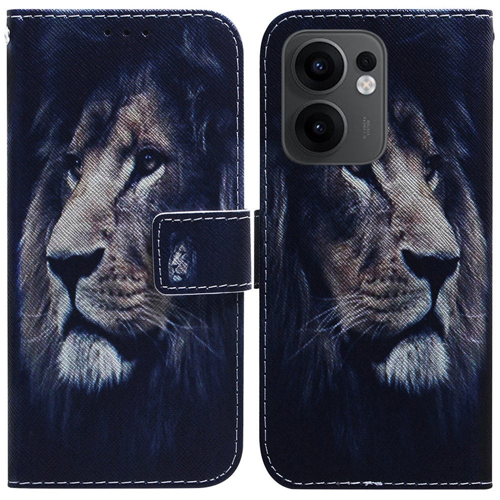 For Oppo Reno13 F 5G Wallet Case Pattern Print Leather Phone Cover - Lion