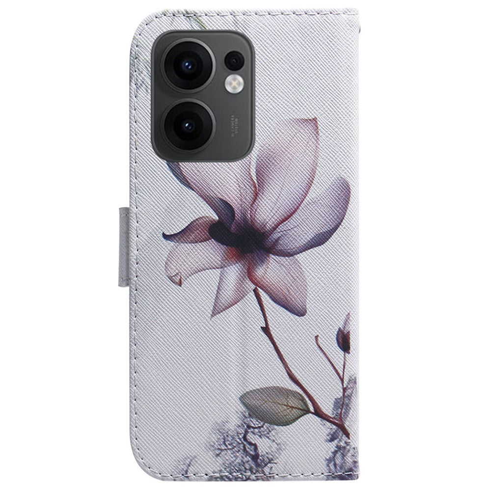For Oppo Reno13 F 5G Wallet Case Pattern Print Leather Phone Cover - Pink Flower