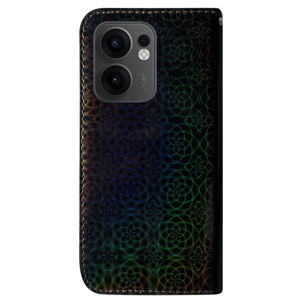 For Oppo Reno13 F 5G Stand Case Dazzling Flower Leather Phone Cover - Black