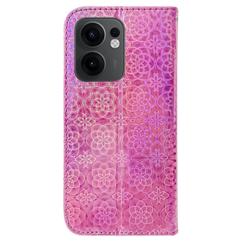 For Oppo Reno13 F 5G Stand Case Dazzling Flower Leather Phone Cover - Pink