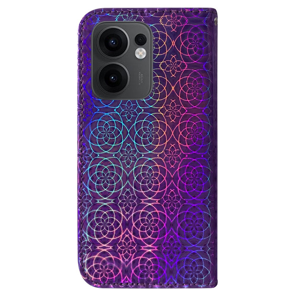 For Oppo Reno13 F 5G Stand Case Dazzling Flower Leather Phone Cover - Purple
