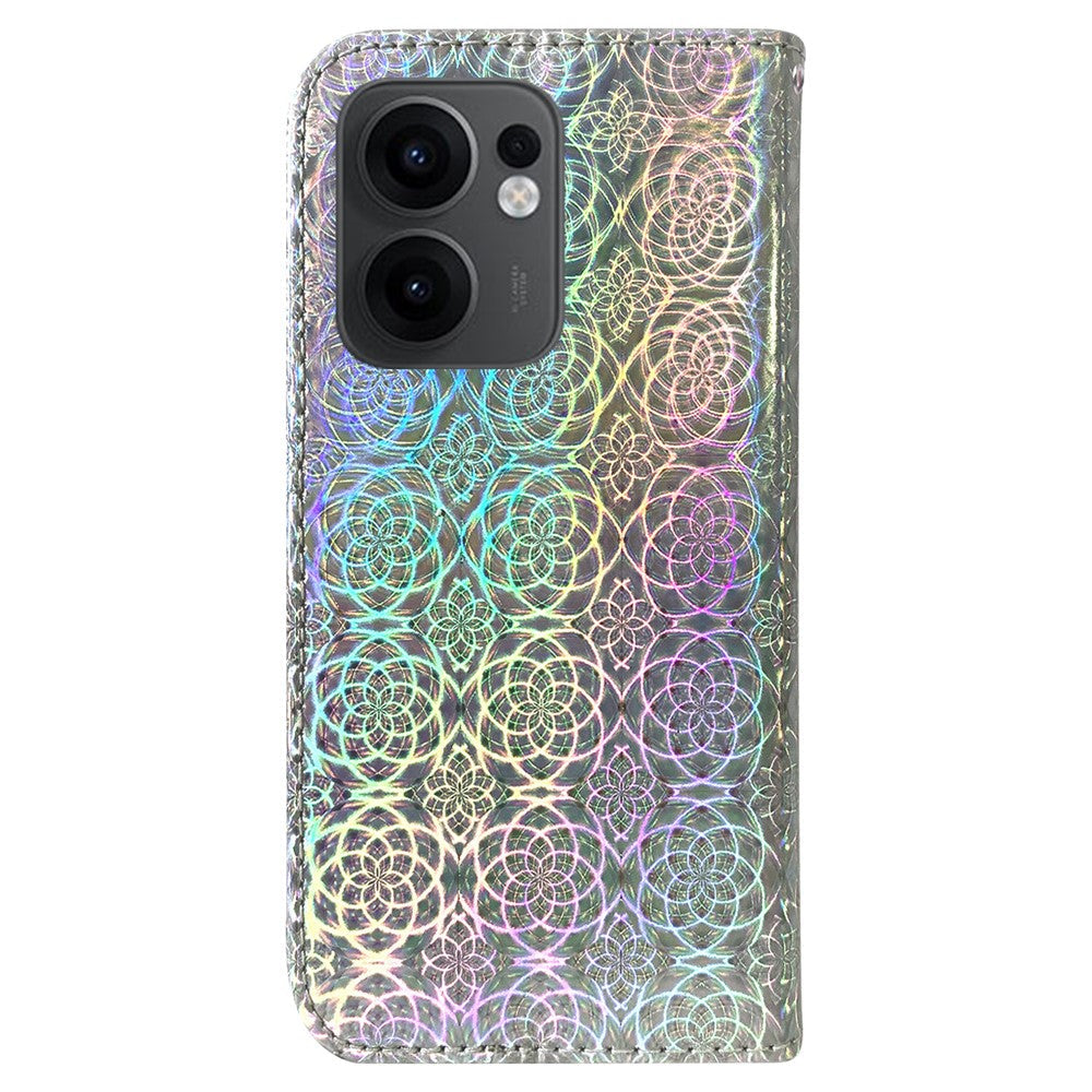 For Oppo Reno13 F 5G Stand Case Dazzling Flower Leather Phone Cover - Grey