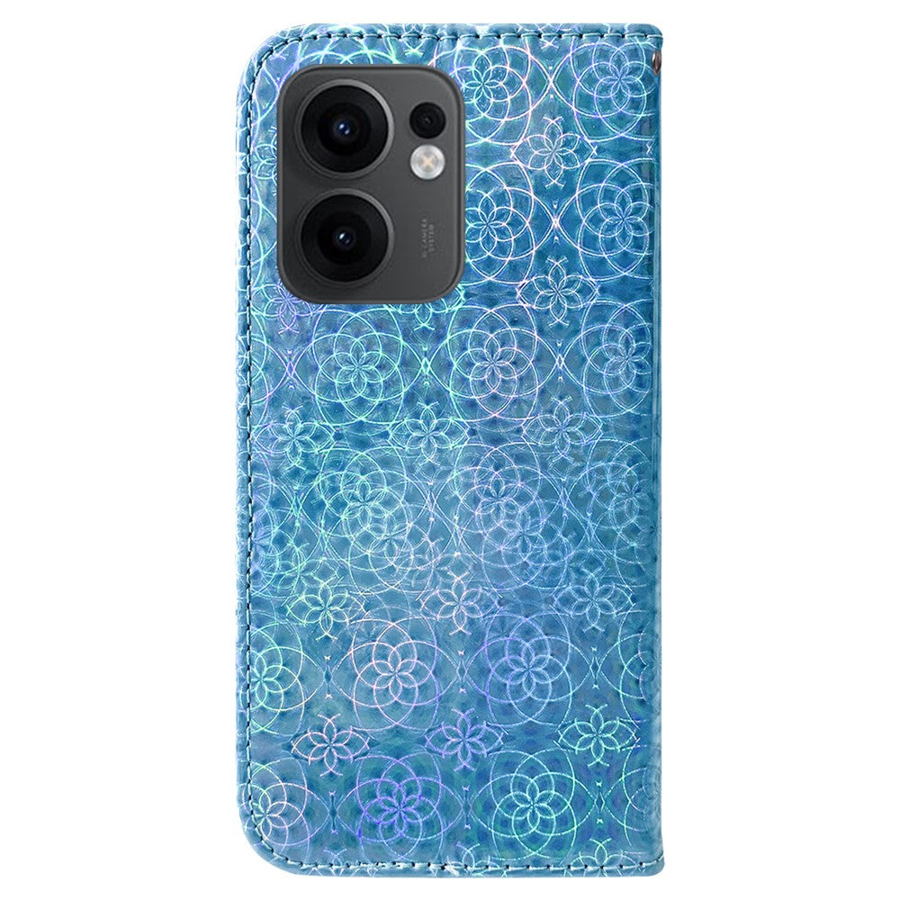 For Oppo Reno13 F 5G Stand Case Dazzling Flower Leather Phone Cover - Blue