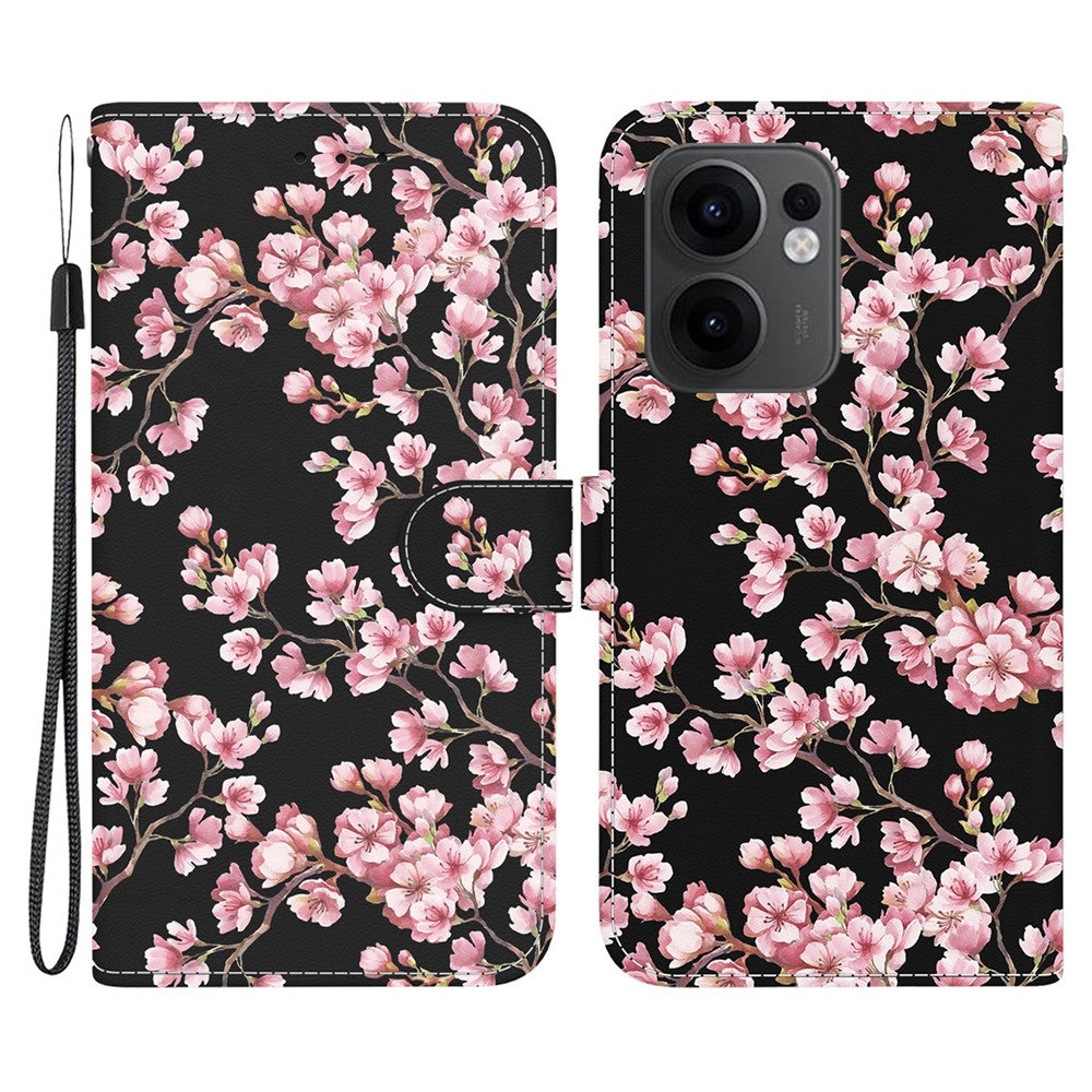 For Oppo Reno13 F 5G Wallet Phone Case Anti-Drop Leather Flip Cover Pattern Printing - Plum Blossom