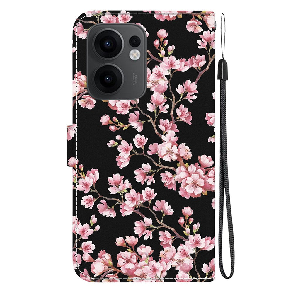 For Oppo Reno13 F 5G Wallet Phone Case Anti-Drop Leather Flip Cover Pattern Printing - Plum Blossom