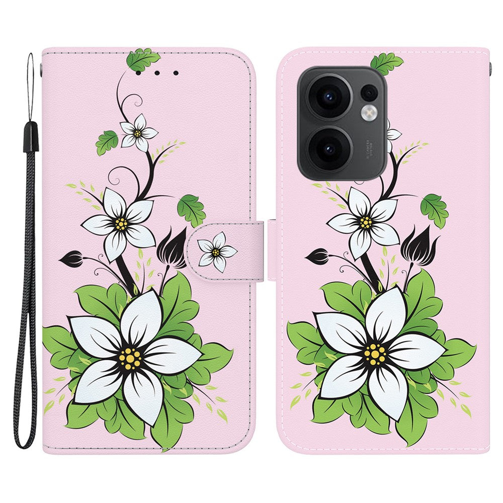 For Oppo Reno13 F 5G Wallet Phone Case Anti-Drop Leather Flip Cover Pattern Printing - Lily