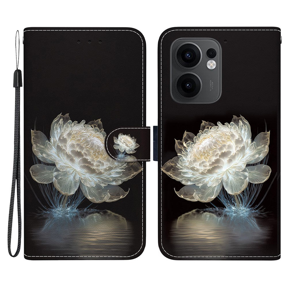 For Oppo Reno13 F 5G Wallet Phone Case Anti-Drop Leather Flip Cover Pattern Printing - Crystal Peony