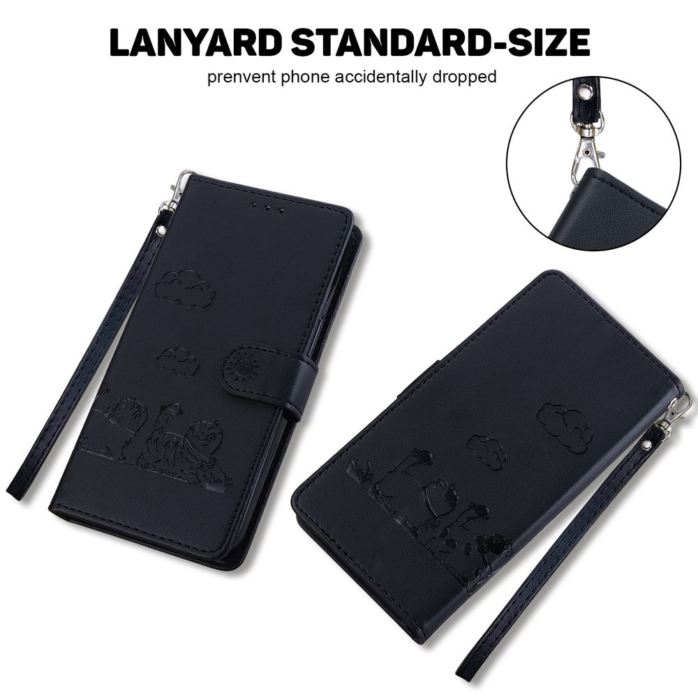 For Oppo Reno13 F 5G Case RFID Blocking Kitten Pattern TPU + PU Leather Phone Cover - Black