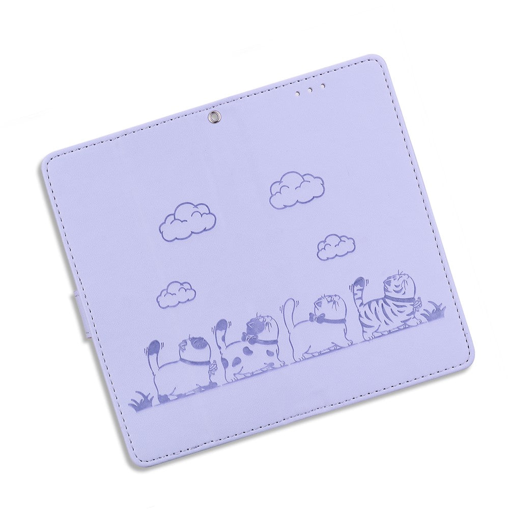 For Oppo Reno13 F 5G Case RFID Blocking Kitten Pattern TPU + PU Leather Phone Cover - Purple