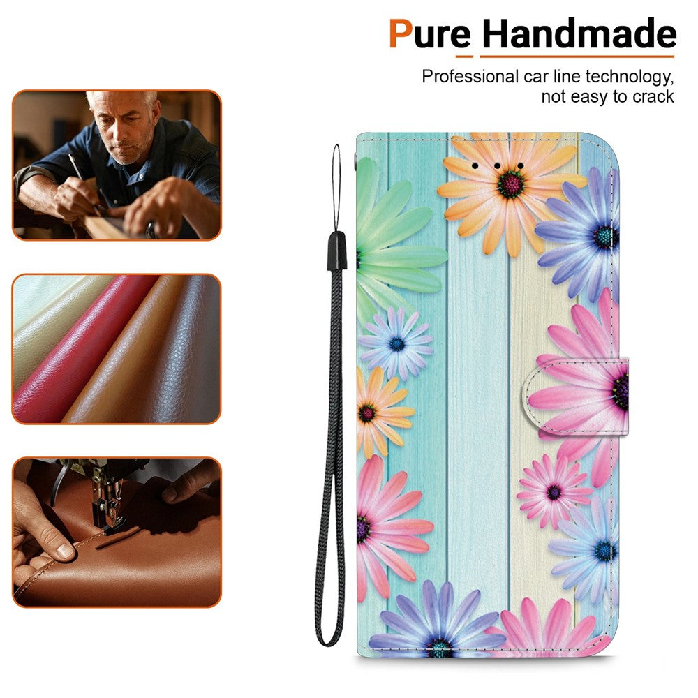 For Oppo Reno13 F 5G Case Pattern Printing Anti-Drop Leather Flip Wallet Phone Cover with Lanyard - Sunflower