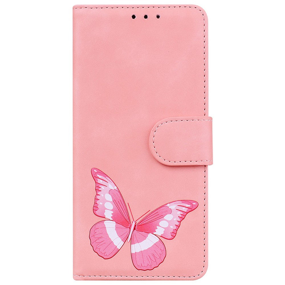 For Oppo Reno13 F 5G Stand Case PU Leather Phone Cover Butterfly Printed - Pink