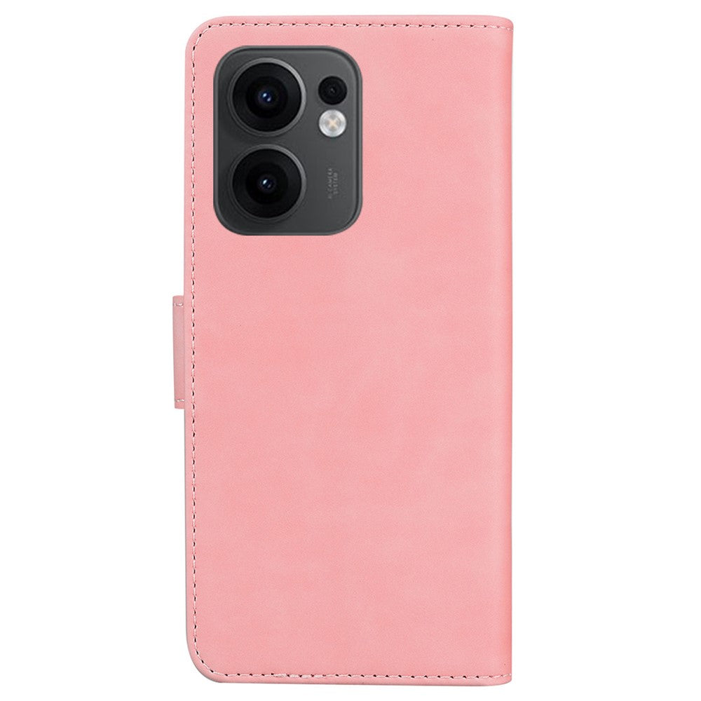 For Oppo Reno13 F 5G Stand Case PU Leather Phone Cover Butterfly Printed - Pink