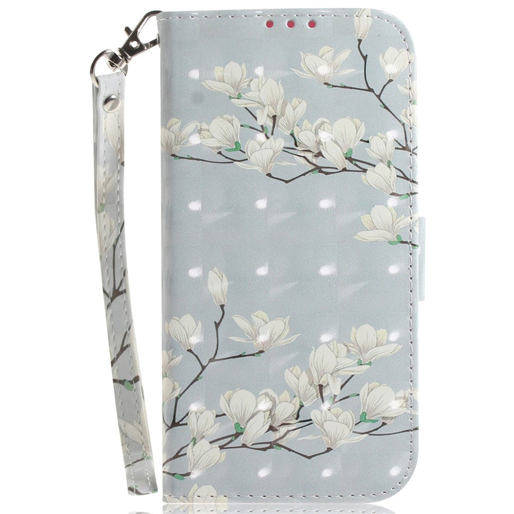 For Oppo Reno13 F 5G Case Pattern Printing Leather Wallet Phone Cover with Wrist Strap - Magnolia