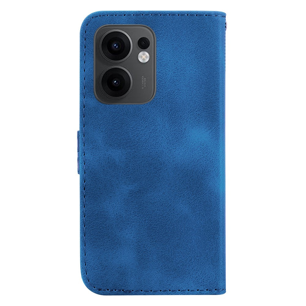 For Oppo Reno13 F 5G Stand Case 7-Shaped Pattern Imprint Leather Phone Cover - Dark Blue