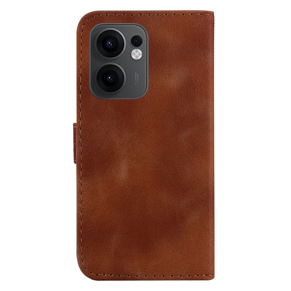 For Oppo Reno13 F 5G Stand Case 7-Shaped Pattern Imprint Leather Phone Cover - Brown