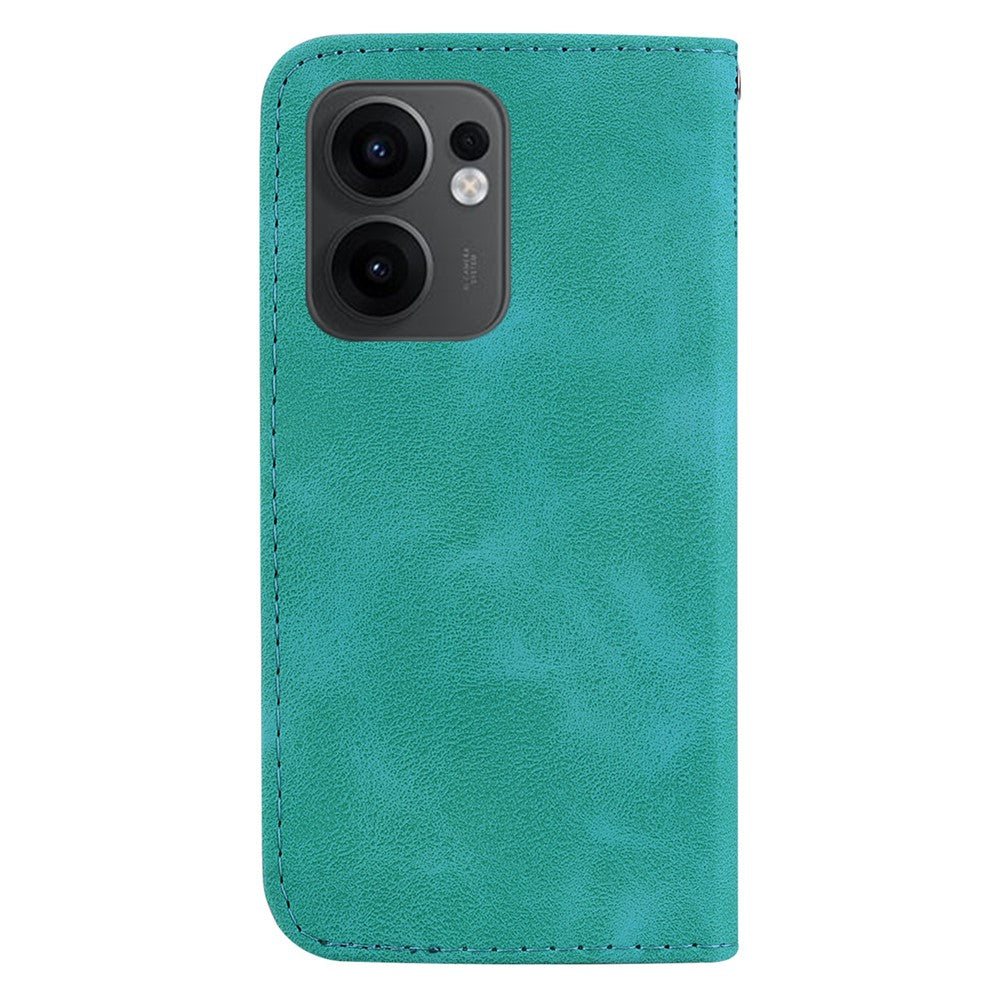 For Oppo Reno13 F 5G Stand Case 7-Shaped Pattern Imprint Leather Phone Cover - Green
