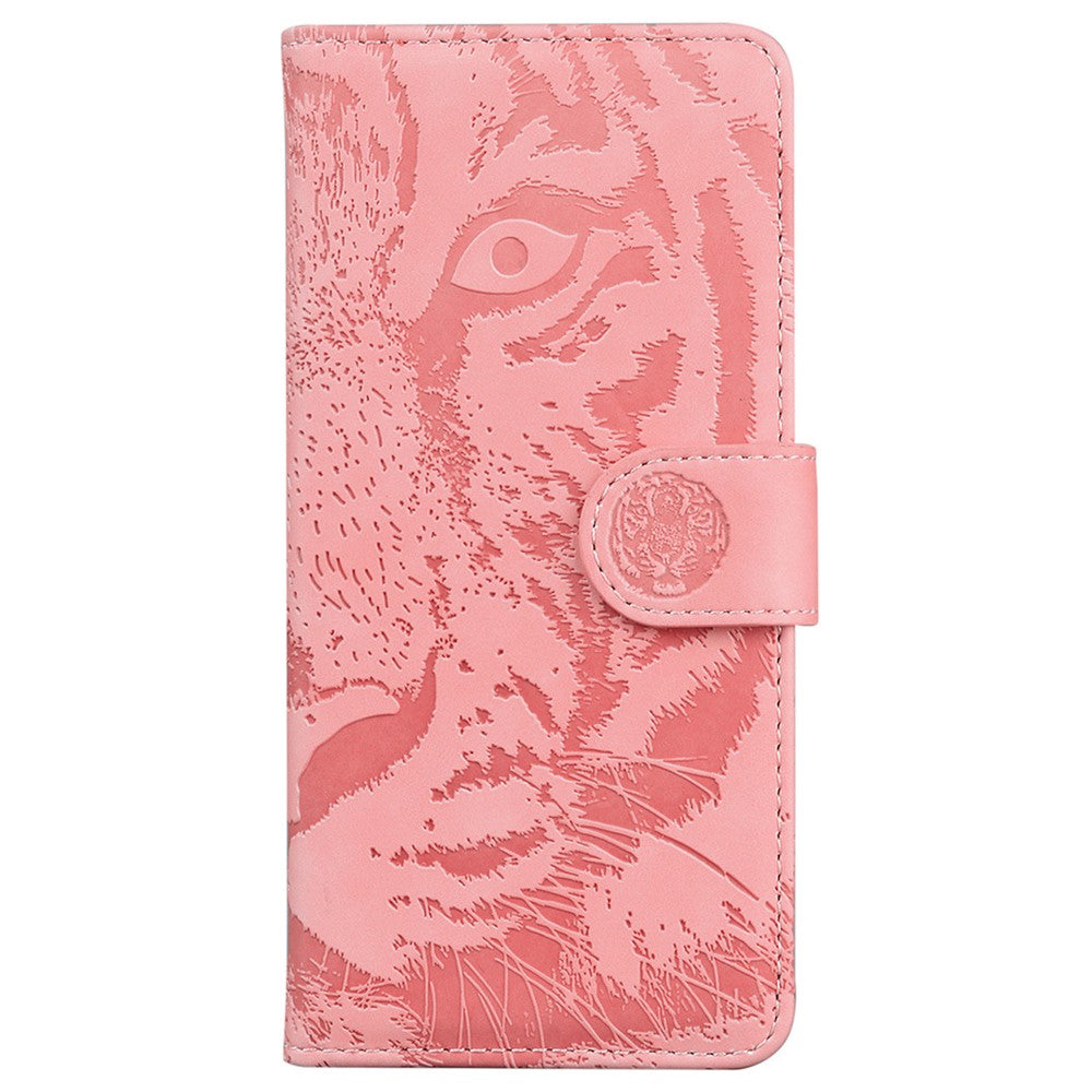 For Oppo Reno13 F 5G Case Tiger Imprint Leather Wallet Phone Cover - Pink