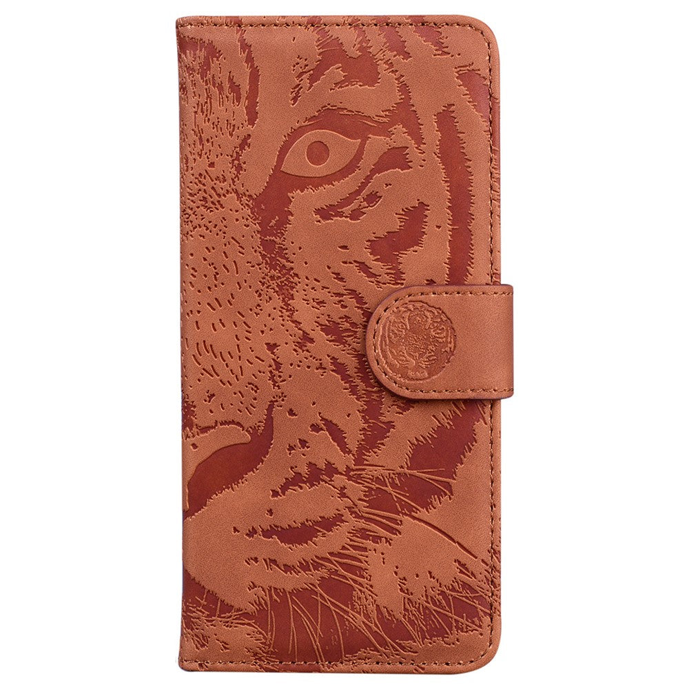 For Oppo Reno13 F 5G Case Tiger Imprint Leather Wallet Phone Cover - Brown