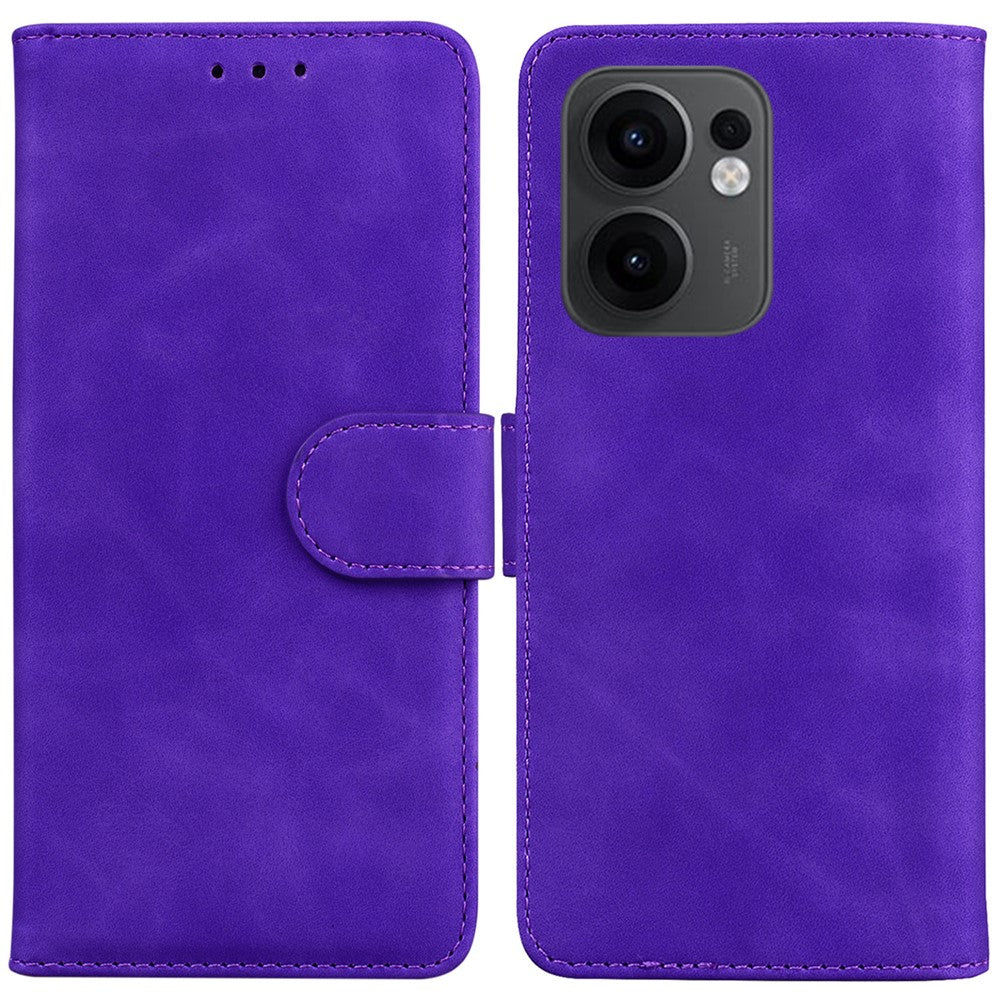 For Oppo Reno13 F 5G Case Solid Color Leather Wallet Phone Cover - Purple