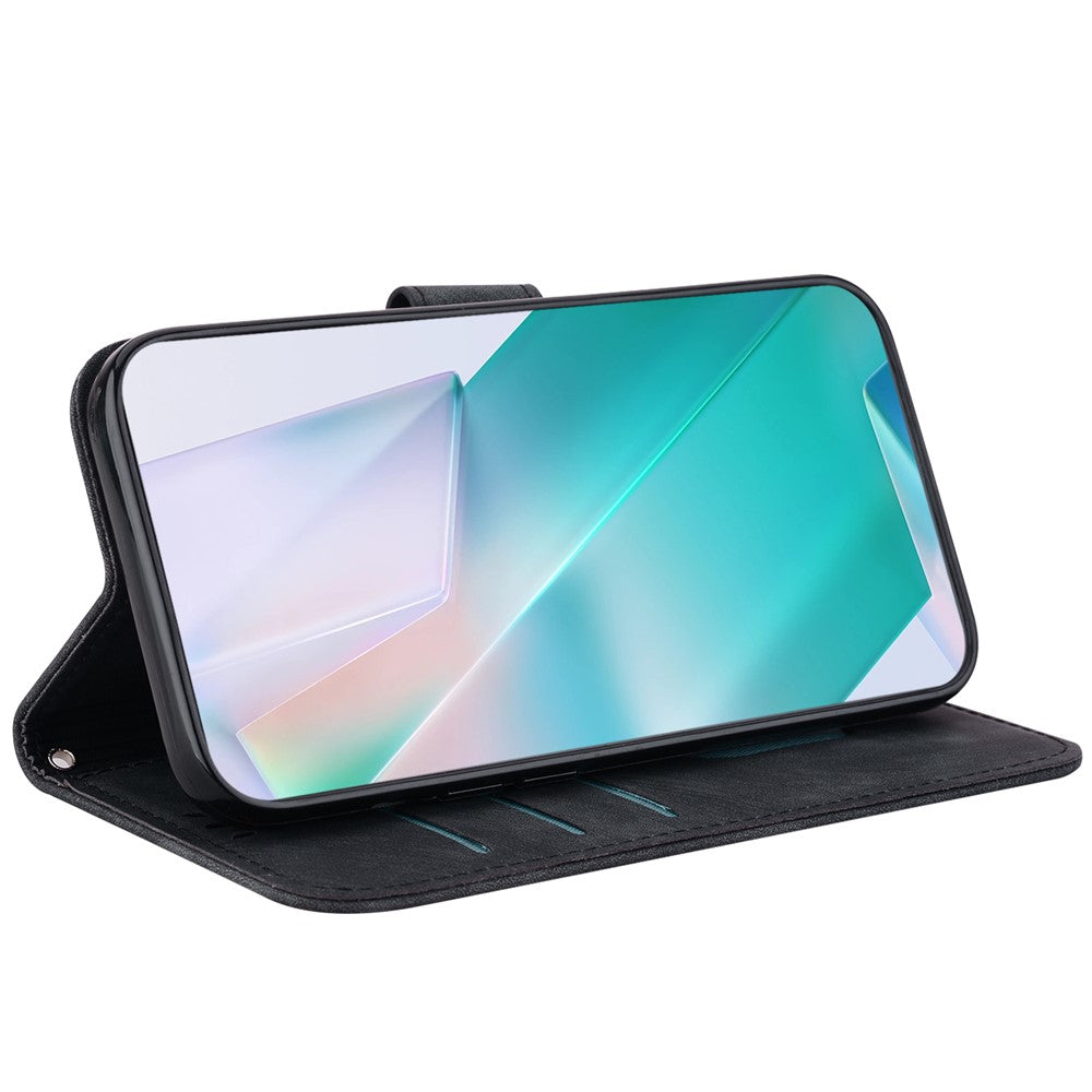 For Oppo Reno13 F 5G Wallet Case Tiger Imprint Leather Shockproof Phone Cover - Black