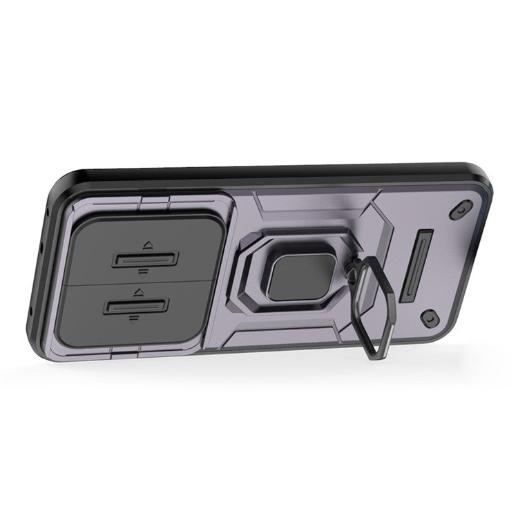 For Realme 14 Pro+ 5G Case PC + TPU Kickstand Phone Protector with Lens Cover - Purple