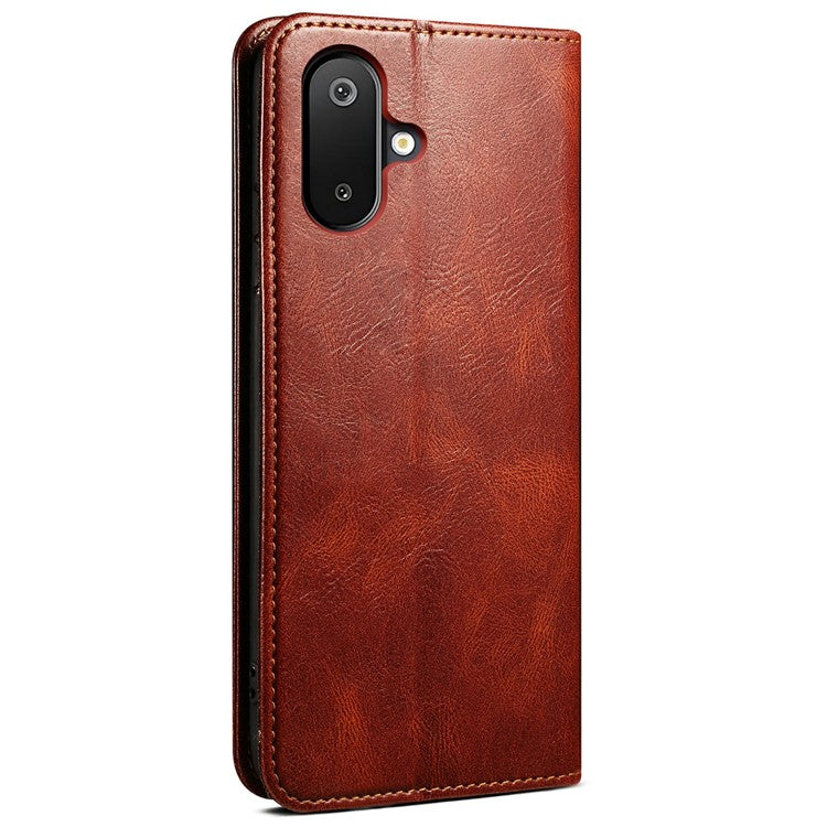 For Samsung Galaxy M06 5G / F06 5G Case Crazy Horse Texture Waxy Leather Wallet Stand Phone Cover - Brown