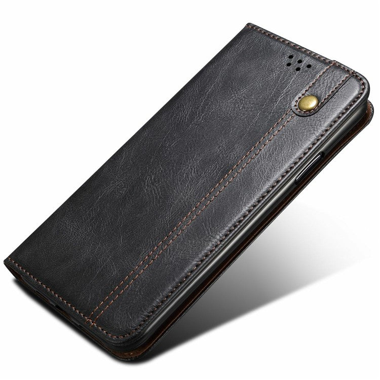 For Samsung Galaxy M16 5G / F16 5G Case Crazy Horse Texture Waxy Leather Wallet Stand Phone Cover - Black
