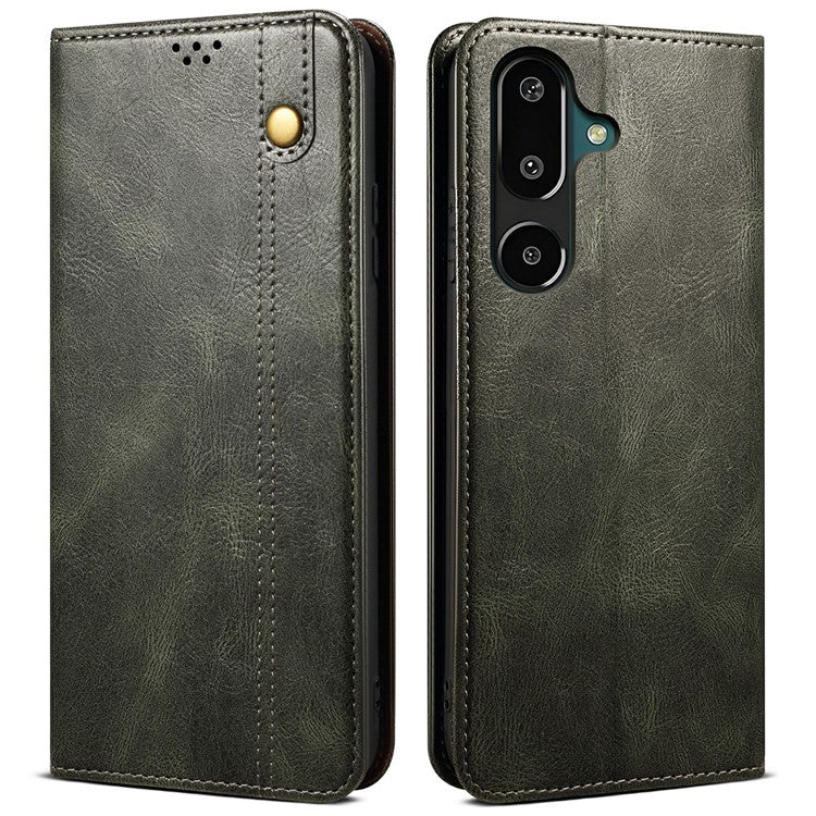 For Samsung Galaxy M16 5G / F16 5G Case Crazy Horse Texture Waxy Leather Wallet Stand Phone Cover - Green