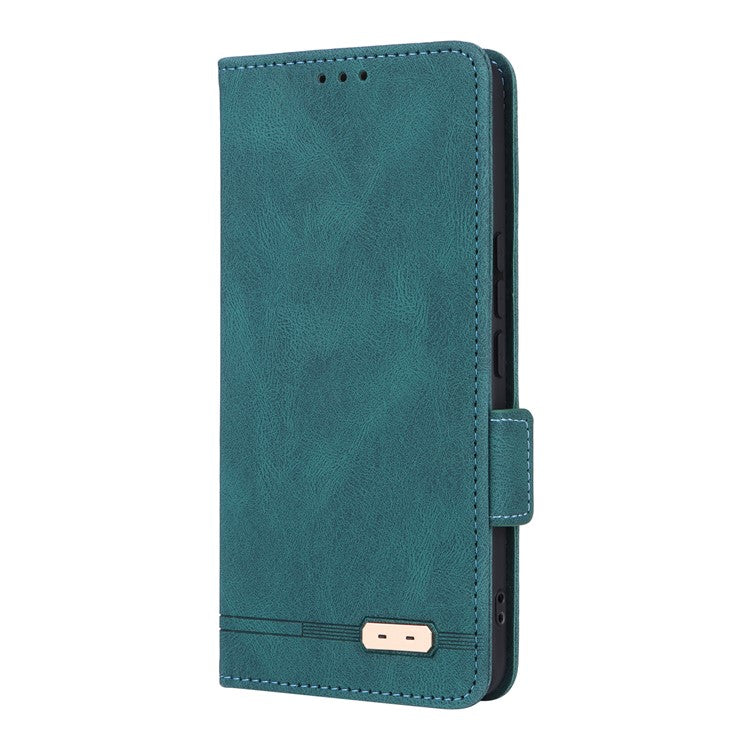 For vivo V50 5G Case Leather Wallet Flip Phone Cover with Hardware Decor - Blue