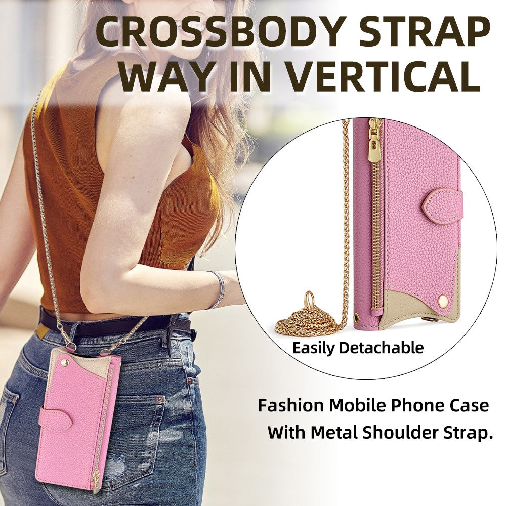 For Oppo Reno13 F 5G / Reno13 F 4G Wallet Case Fishtail Design Leather Phone Cover with Mirror / Stand / Strap - Pink