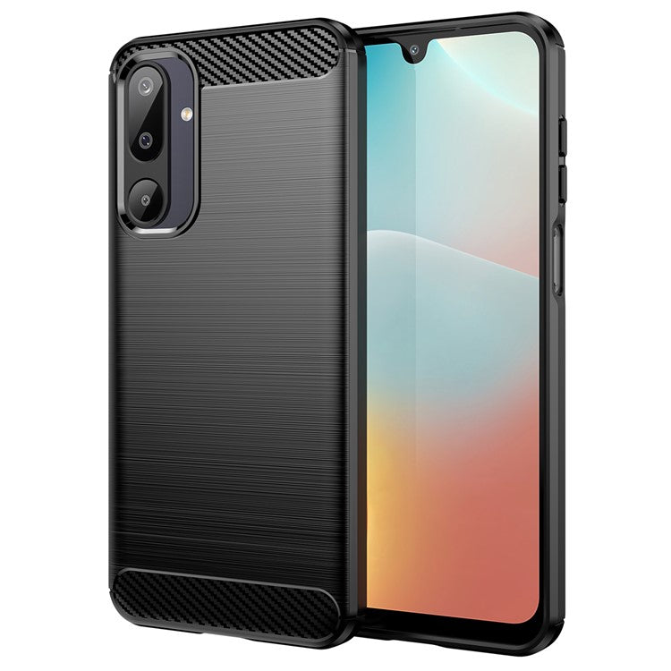 For Samsung Galaxy F16 5G / M16 5G Case Protective Phone Cover Carbon Fiber Texture Brushed - Black
