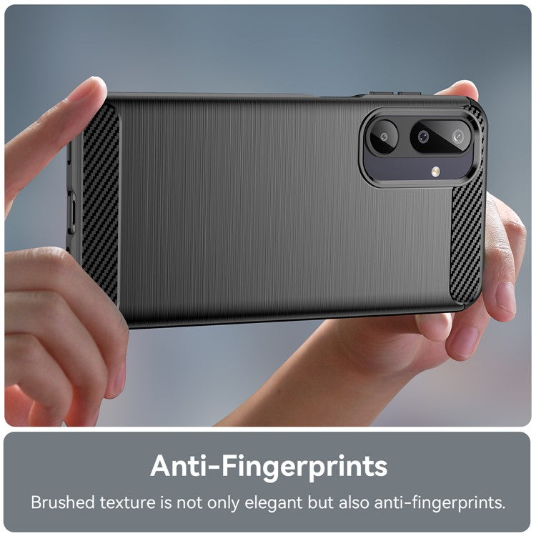 For Samsung Galaxy F16 5G / M16 5G Case Protective Phone Cover Carbon Fiber Texture Brushed - Black