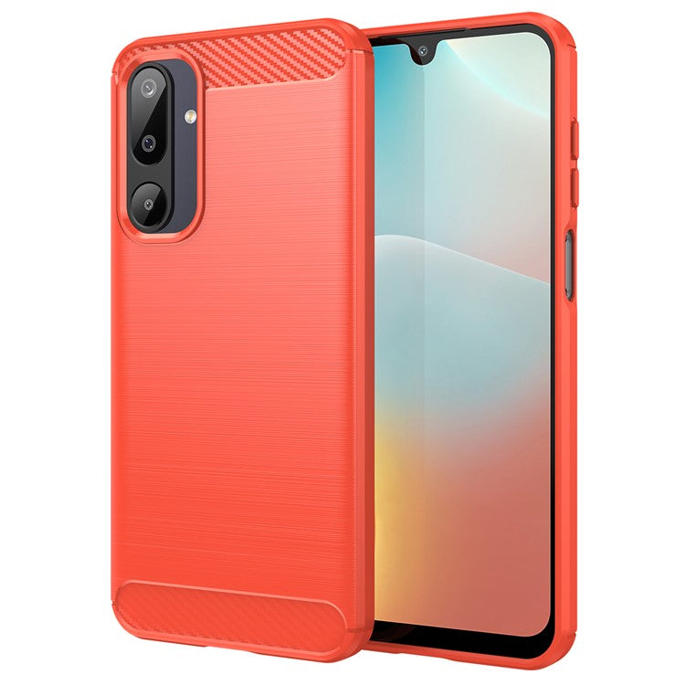 For Samsung Galaxy F16 5G / M16 5G Case Protective Phone Cover Carbon Fiber Texture Brushed - Red