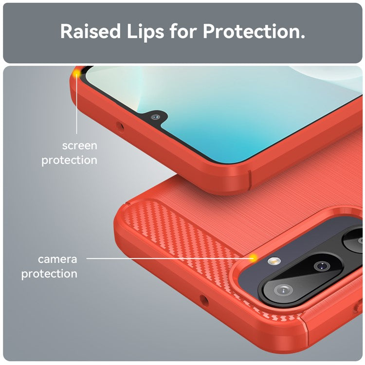 For Samsung Galaxy F16 5G / M16 5G Case Protective Phone Cover Carbon Fiber Texture Brushed - Red