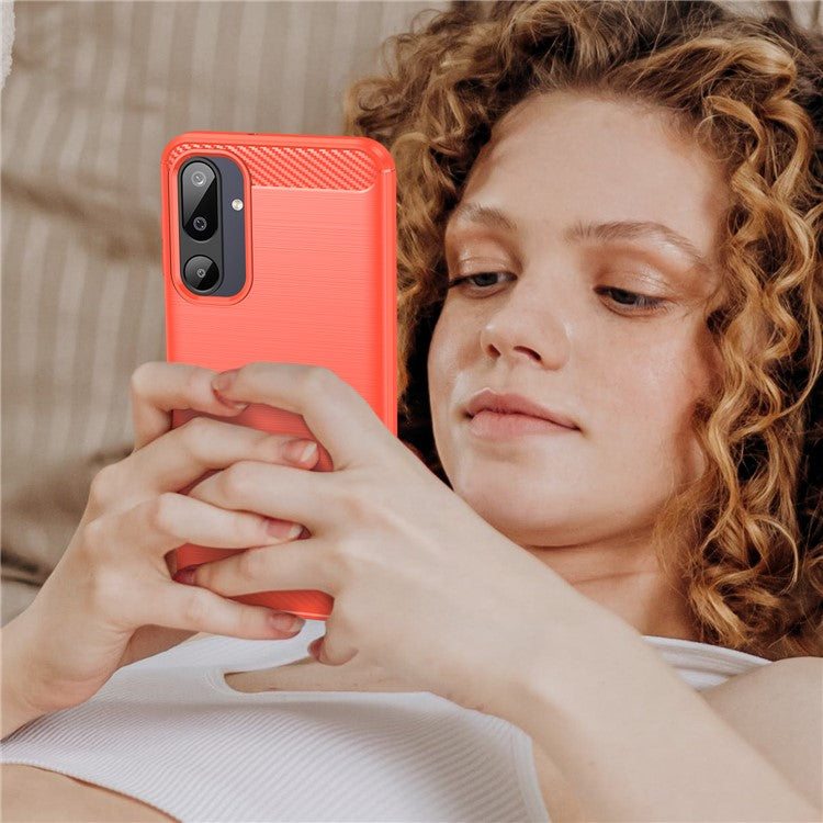 For Samsung Galaxy F16 5G / M16 5G Case Protective Phone Cover Carbon Fiber Texture Brushed - Red