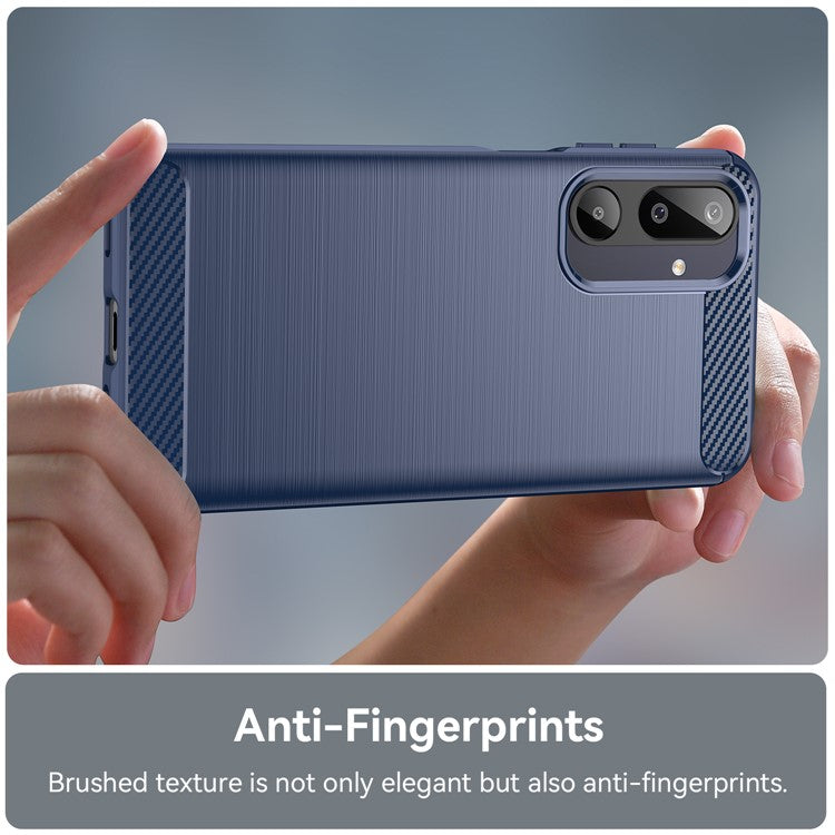 For Samsung Galaxy F16 5G / M16 5G Case Protective Phone Cover Carbon Fiber Texture Brushed - Blue
