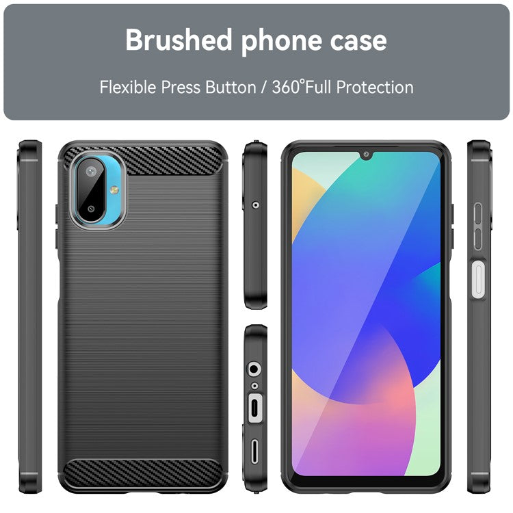 For Samsung Galaxy M06 5G / F06 5G Case Protective Phone Cover Carbon Fiber Texture Brushed - Black