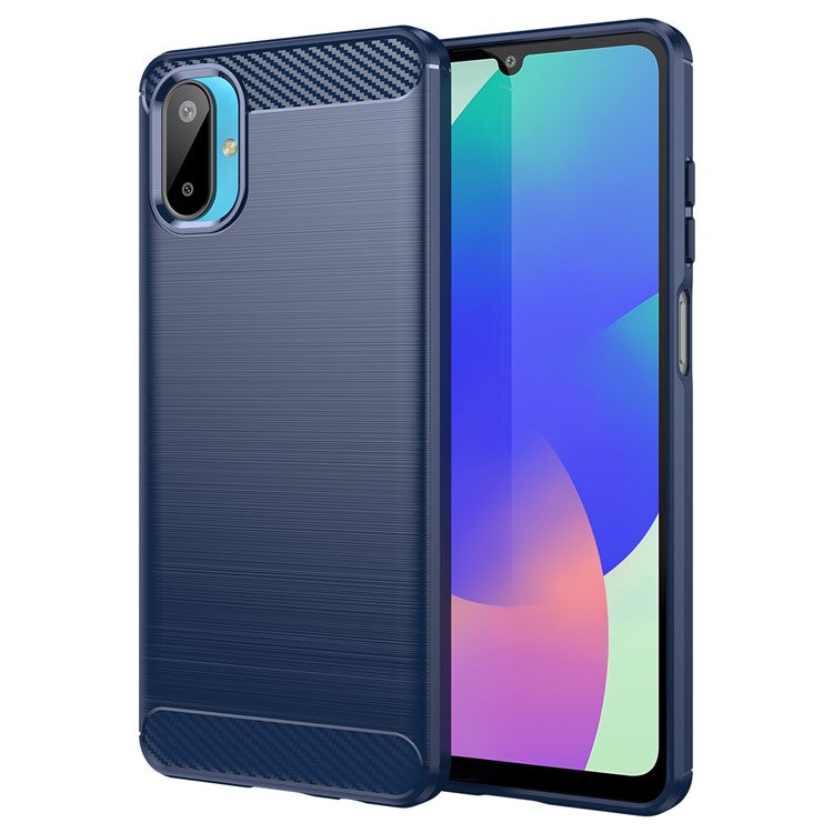 For Samsung Galaxy M06 5G / F06 5G Case Protective Phone Cover Carbon Fiber Texture Brushed - Blue