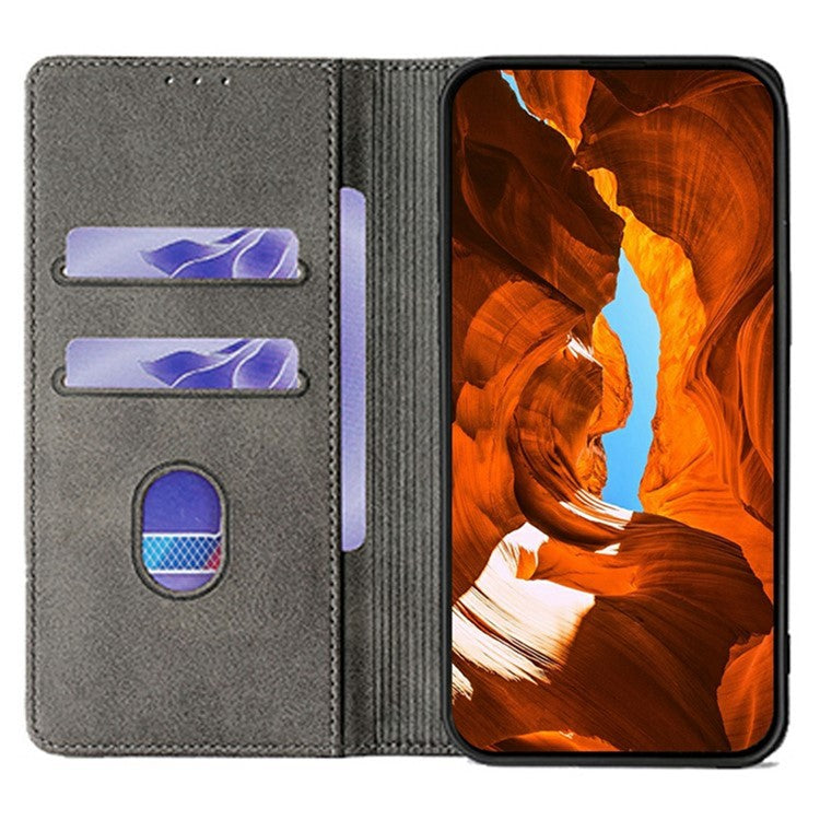 For Realme C75 / 14x 5G Wallet Case Wave Shape RFID Blocking PU Leather Stand Phone Cover - Grey