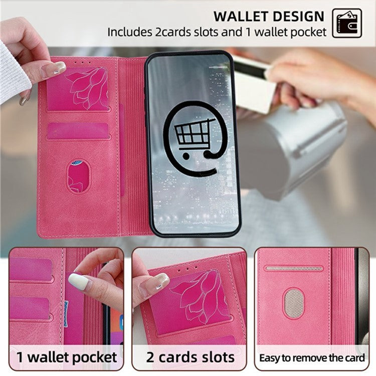 For Realme C75 / 14x 5G Wallet Case Wave Shape RFID Blocking PU Leather Stand Phone Cover - Pink