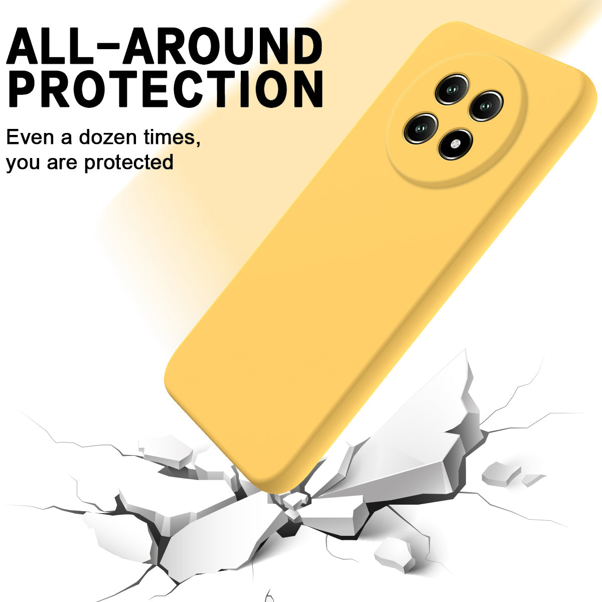 For Realme 14 Pro Lite 5G Liquid Silicone Case Phone Back Cover with Hand Strap - Yellow