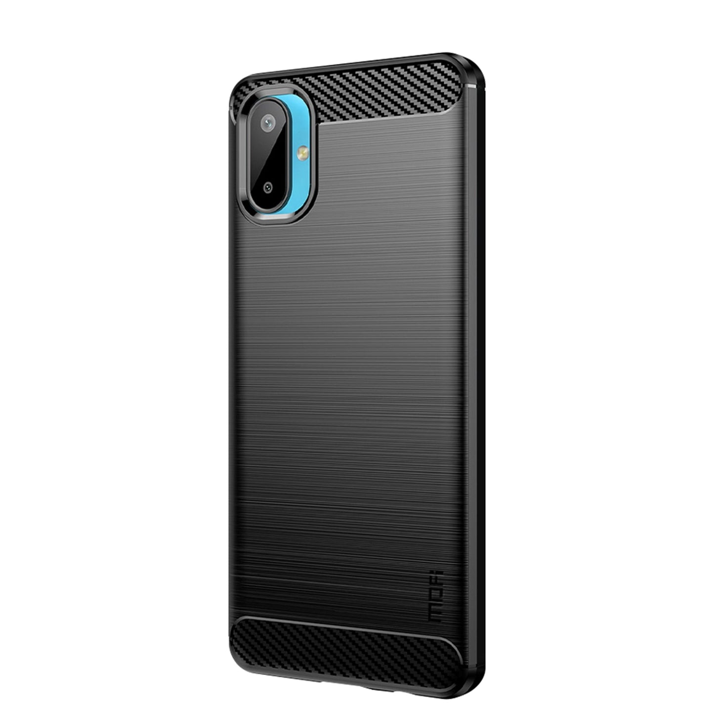 For Samsung Galaxy M06 5G Back Cover MOFI Brushed Texture Carbon Fiber Soft TPU Case - Black